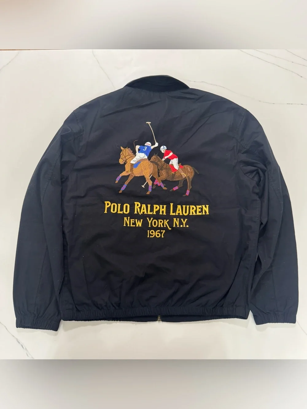 Polo Ralph Lauren Polo Match Jacket Mens M Horse Embroidered 1967 Spellout black